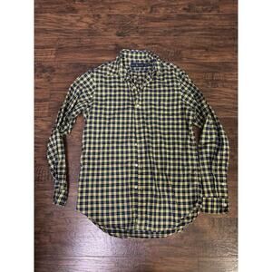 Ralph Lauren Men’s Shirt Cotton Yellow Blue Plaid Long Sleeve Size:small